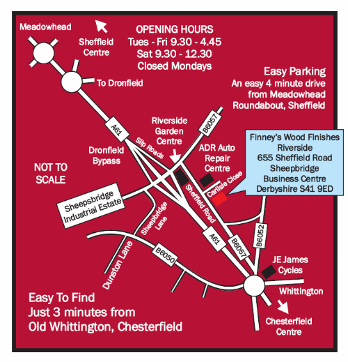 Finneys location map in Sheffield